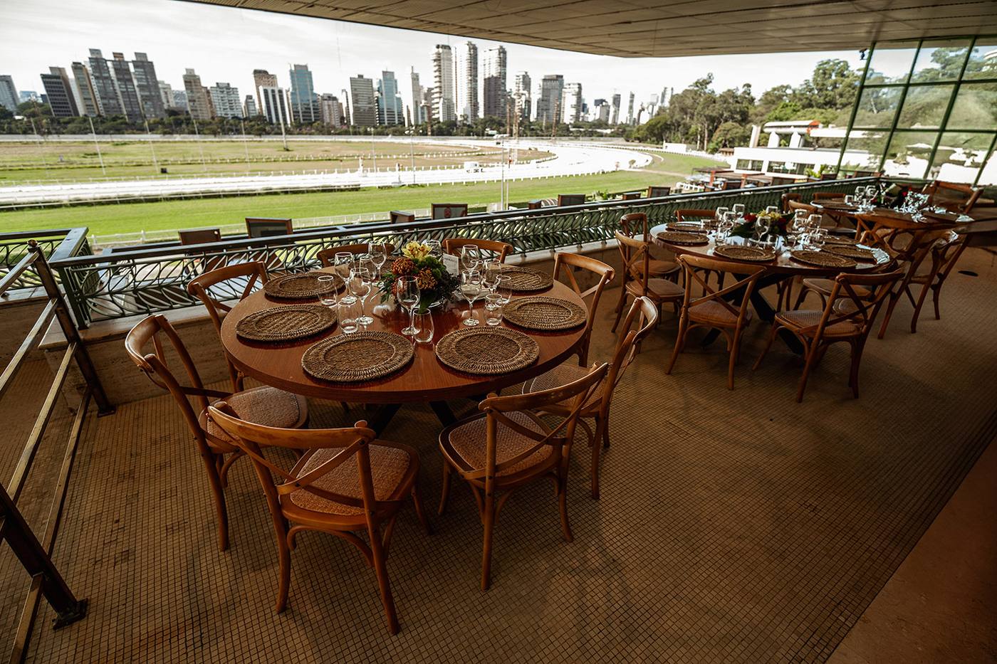 Jockey Club grandstand overlooking the track and the São Paulo skyline